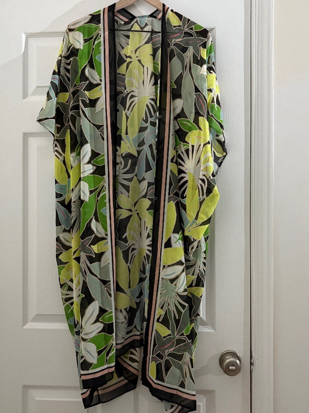 Sheer Tropical Leaf Kimono/Cover Up